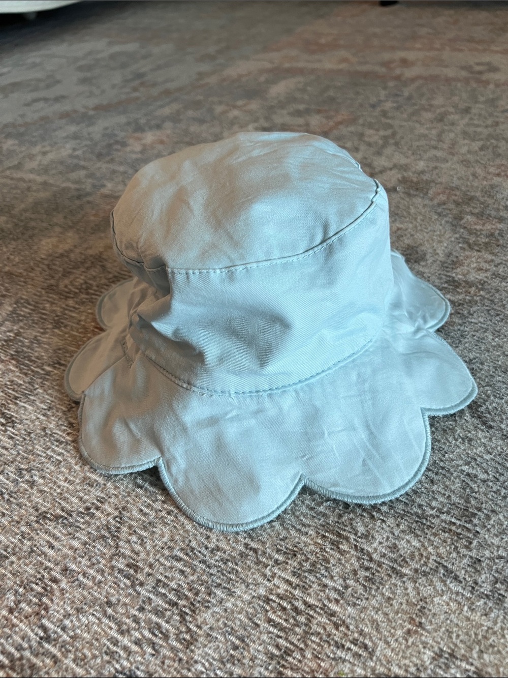 Kids Scallop-Edge Sun Hat - Light Blue Bucket Hat Girls Reversible
